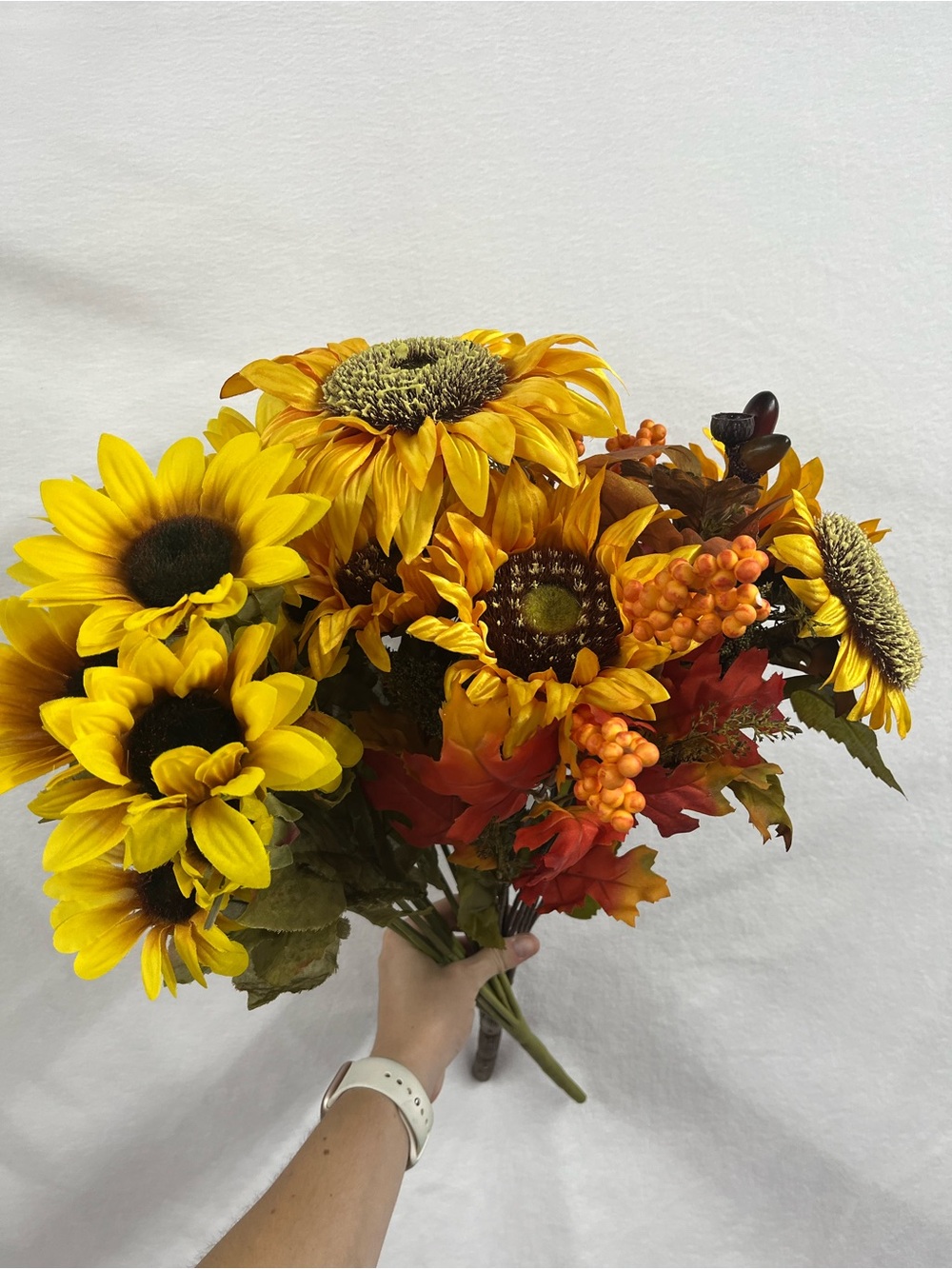 Artificial Sunflower and Autumn Floral Bouquet - Yellow and Orange